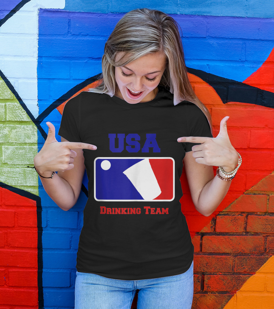 USA Drinking Team Funny Party Beer Pong Game Logo Cups T-Shirt