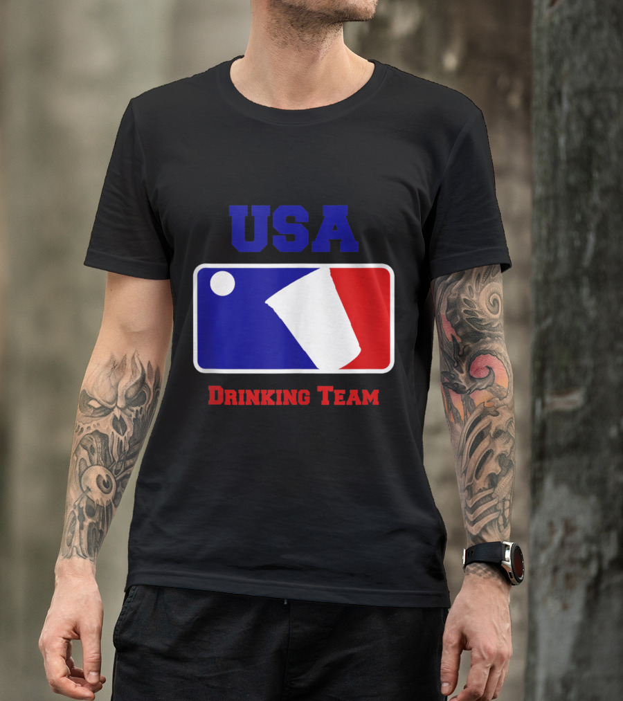 USA Drinking Team Funny Party Beer Pong Game Logo Cups T-Shirt