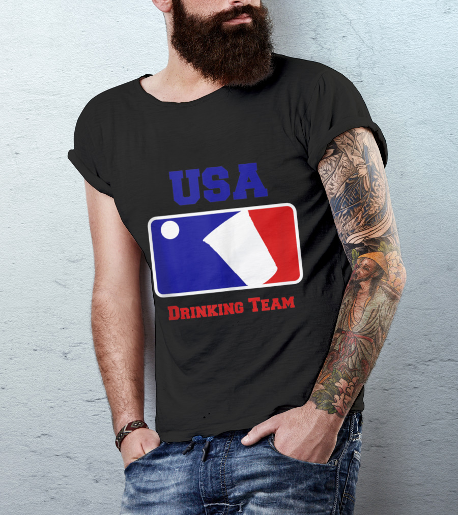 USA Drinking Team Funny Party Beer Pong Game Logo Cups T-Shirt