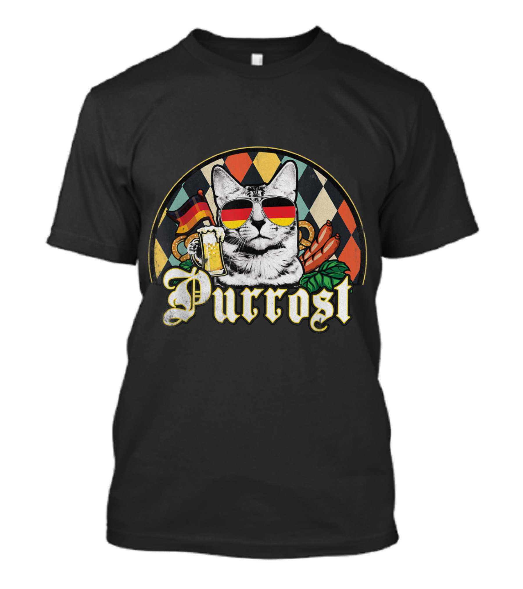 Purrost Vintage Oktoberfest Cat Lover Funny Prost Beer T-Shirt