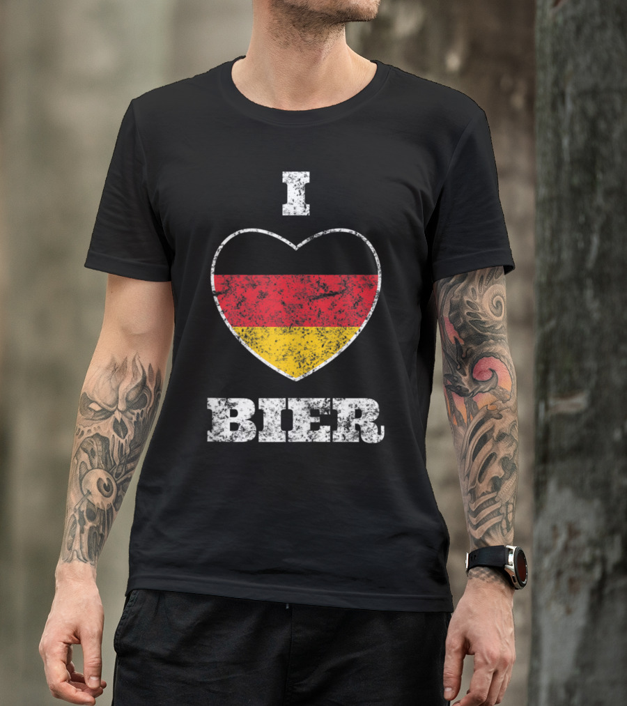 Vintage Oktoberfest German Flag I Love Bier Beer Drinking T-Shirt