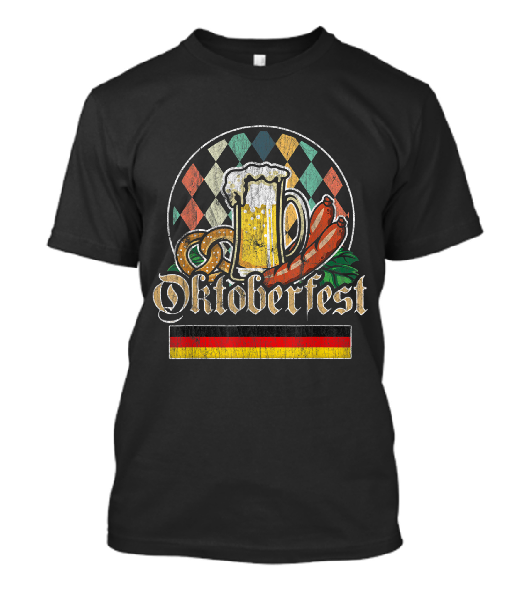 Oktoberfest Beer Mug Pretzel Sausage German Flag Vintage T-Shirt