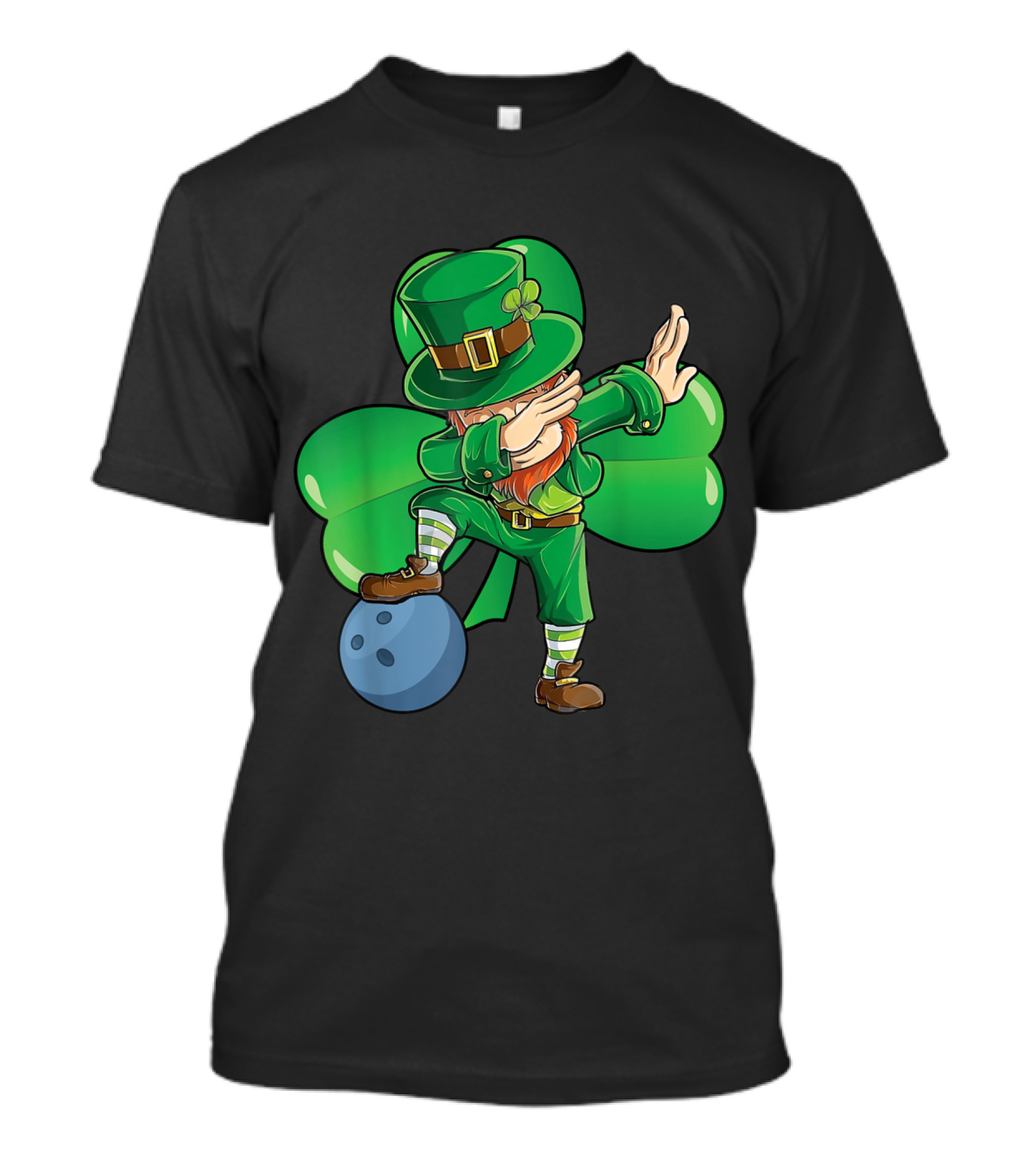 Bowling Dabbing Leprechaun With Shamrock T-Shirt