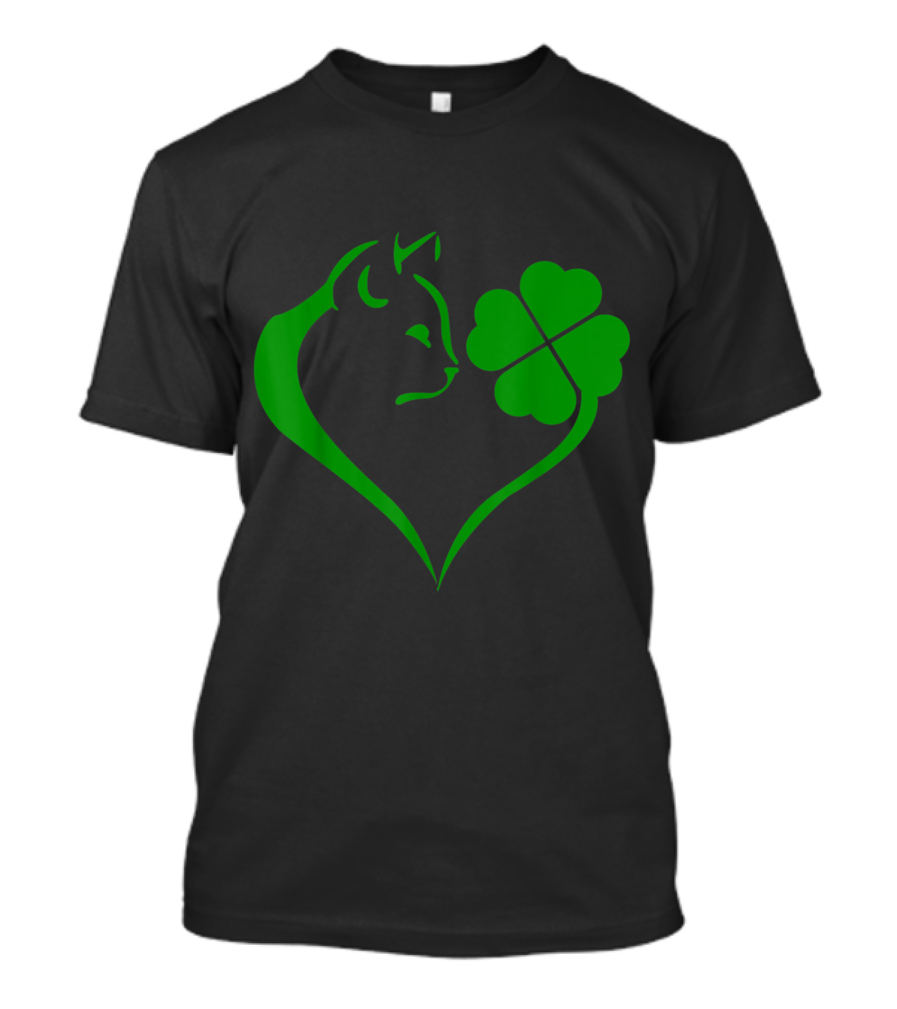 Cat And Shamrock Heart St Patrick's Day Cat Lover T-Shirt