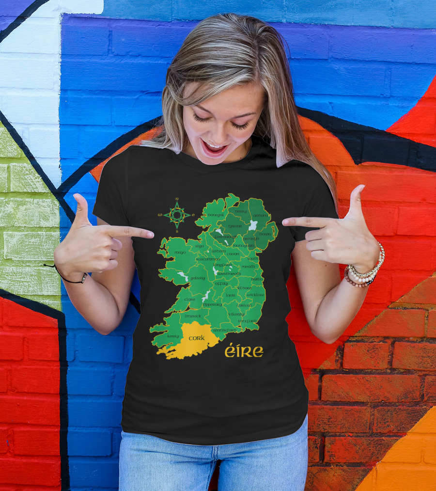 Cork Ireland County Map Eire Éire Travel T-Shirt