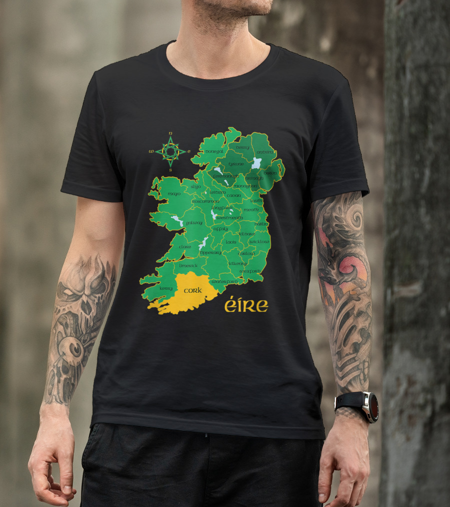 Cork Ireland County Map Eire Éire Travel T-Shirt