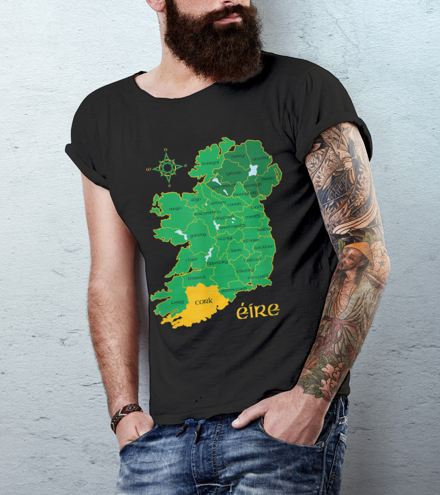 Cork Ireland County Map Eire Éire Travel T-Shirt