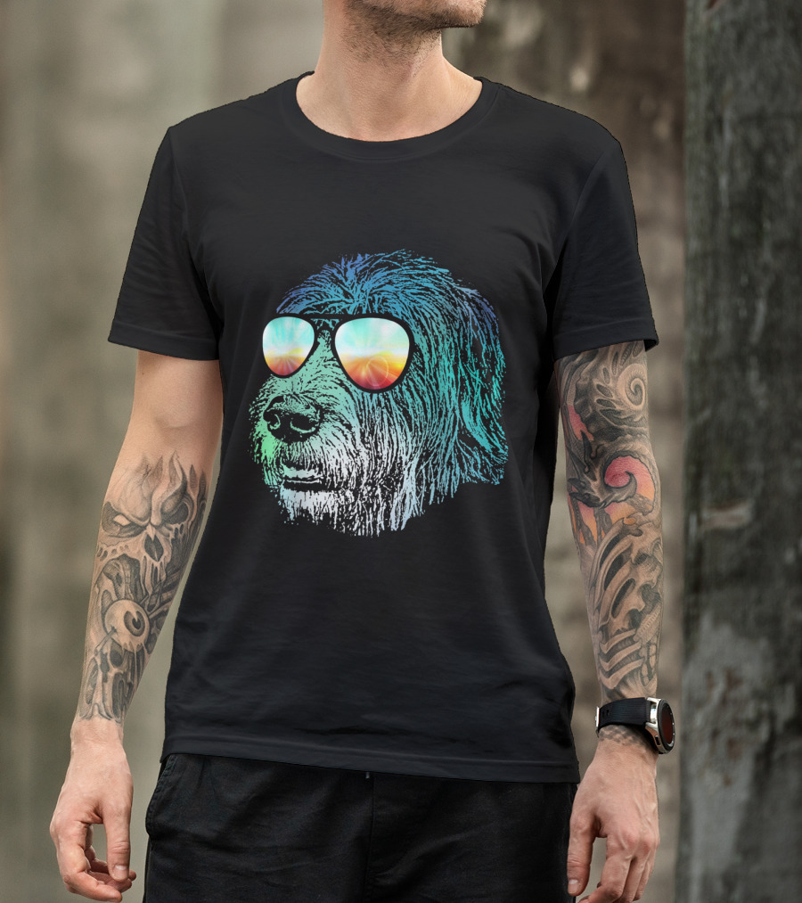 Disco Groovy Irish Wolfhound Dog With Colorful Sunglasses T-Shirt