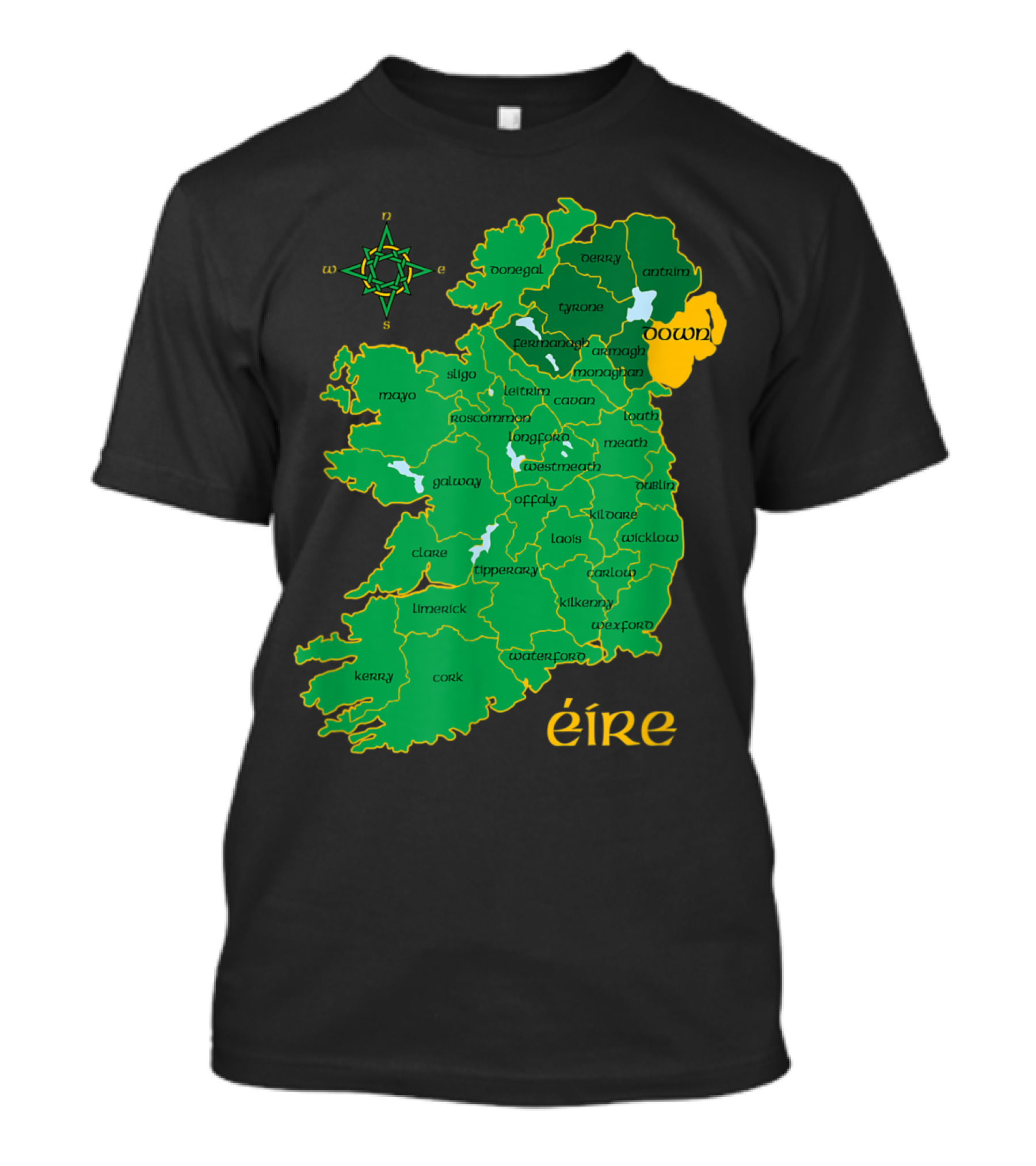 Down County Map Éire Northern Ireland Ulster Irish T-Shirt