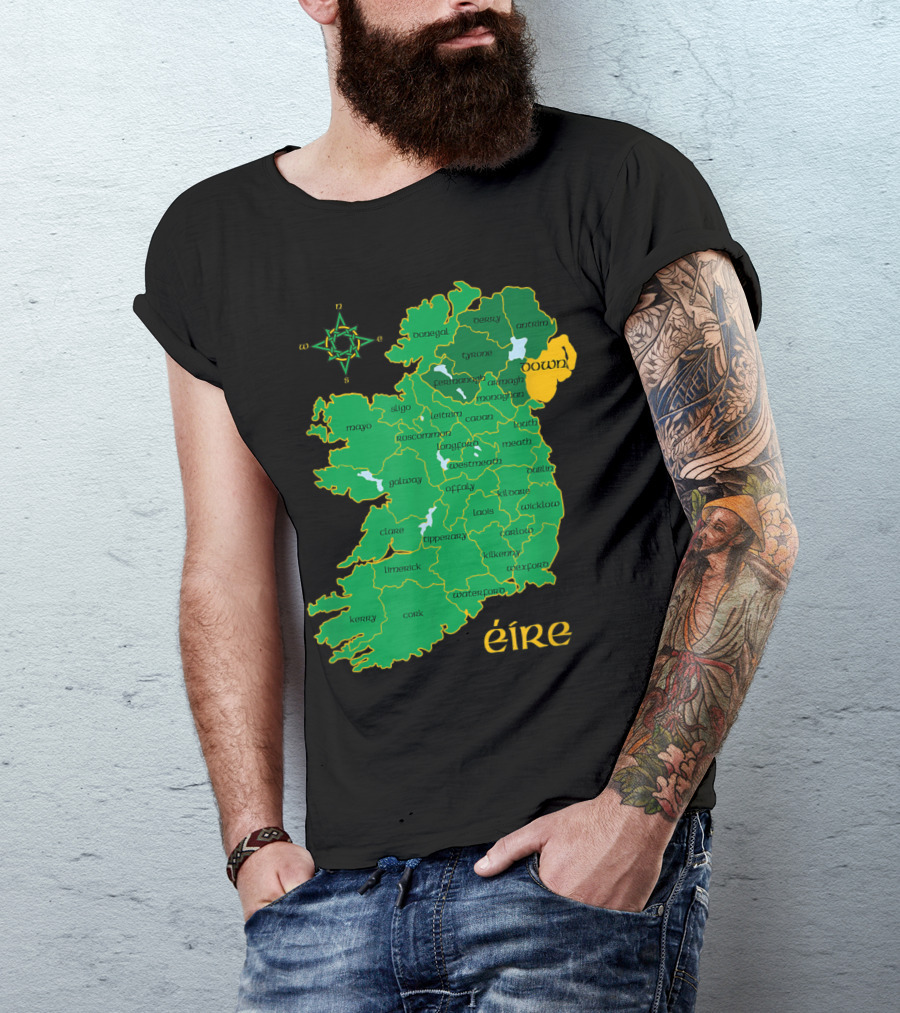 Down County Map Éire Northern Ireland Ulster Irish T-Shirt