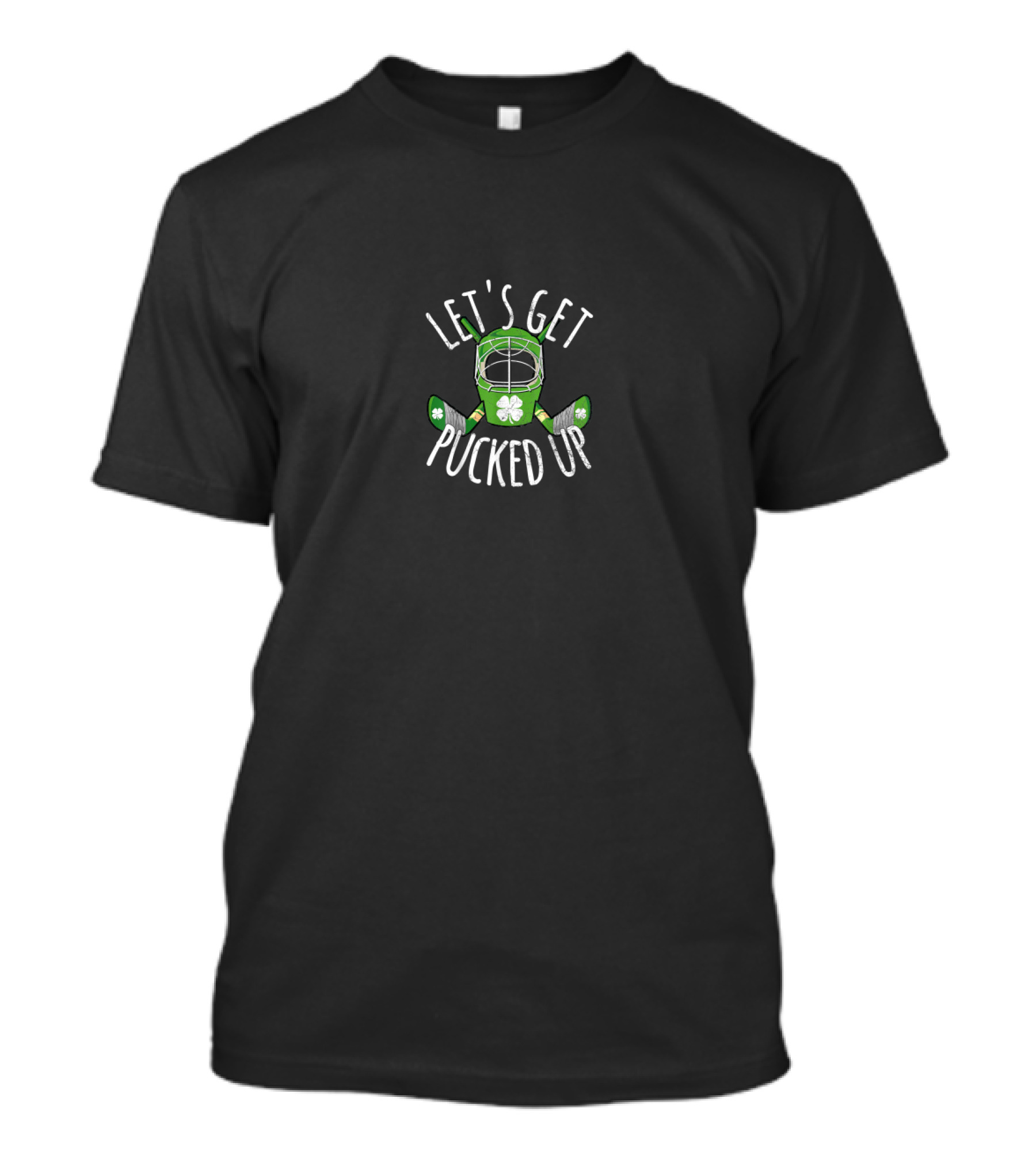Let's Get Pucked Up Funny St Patricks Day Hockey Beer Irish Shamrock T-Shirt