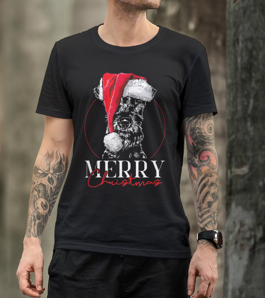 Merry Christmas Funny Santa Irish Terrier Dog T-Shirt