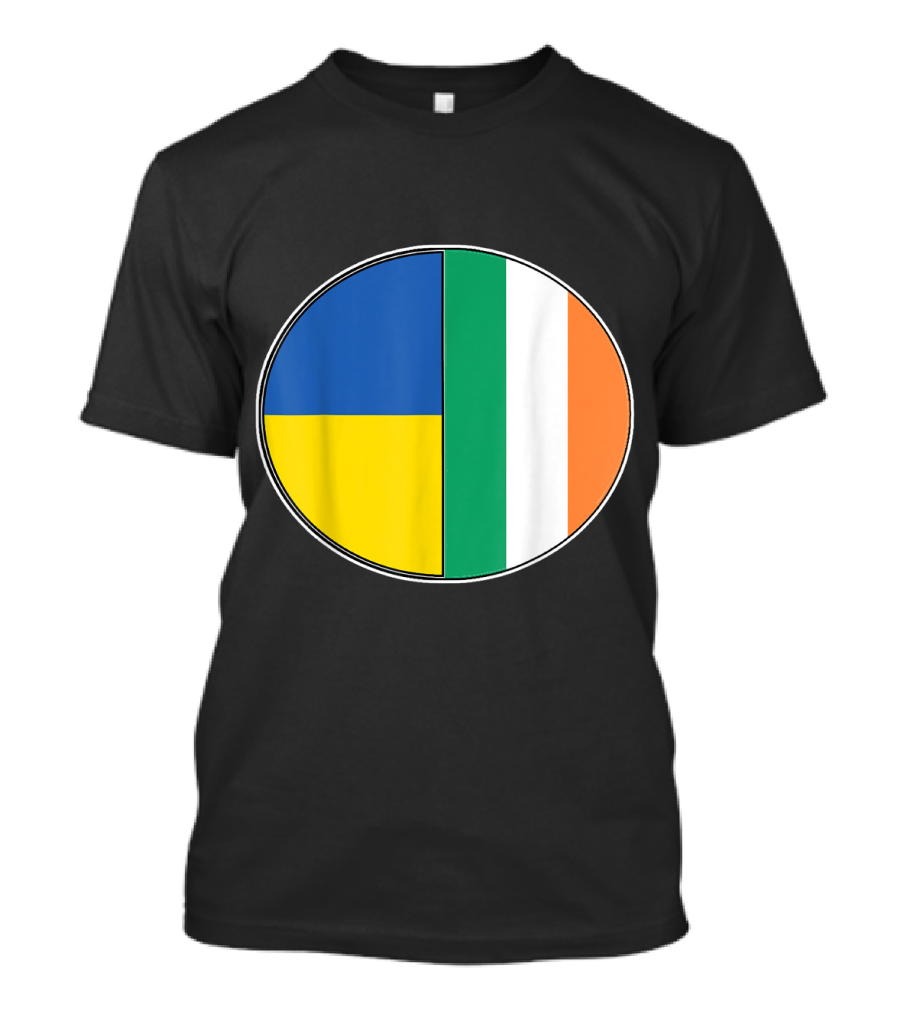 Half Ukrainian Half Irish Flag Pie Chart Heritage T-Shirt