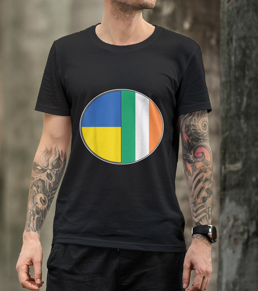 Half Ukrainian Half Irish Flag Pie Chart Heritage T-Shirt