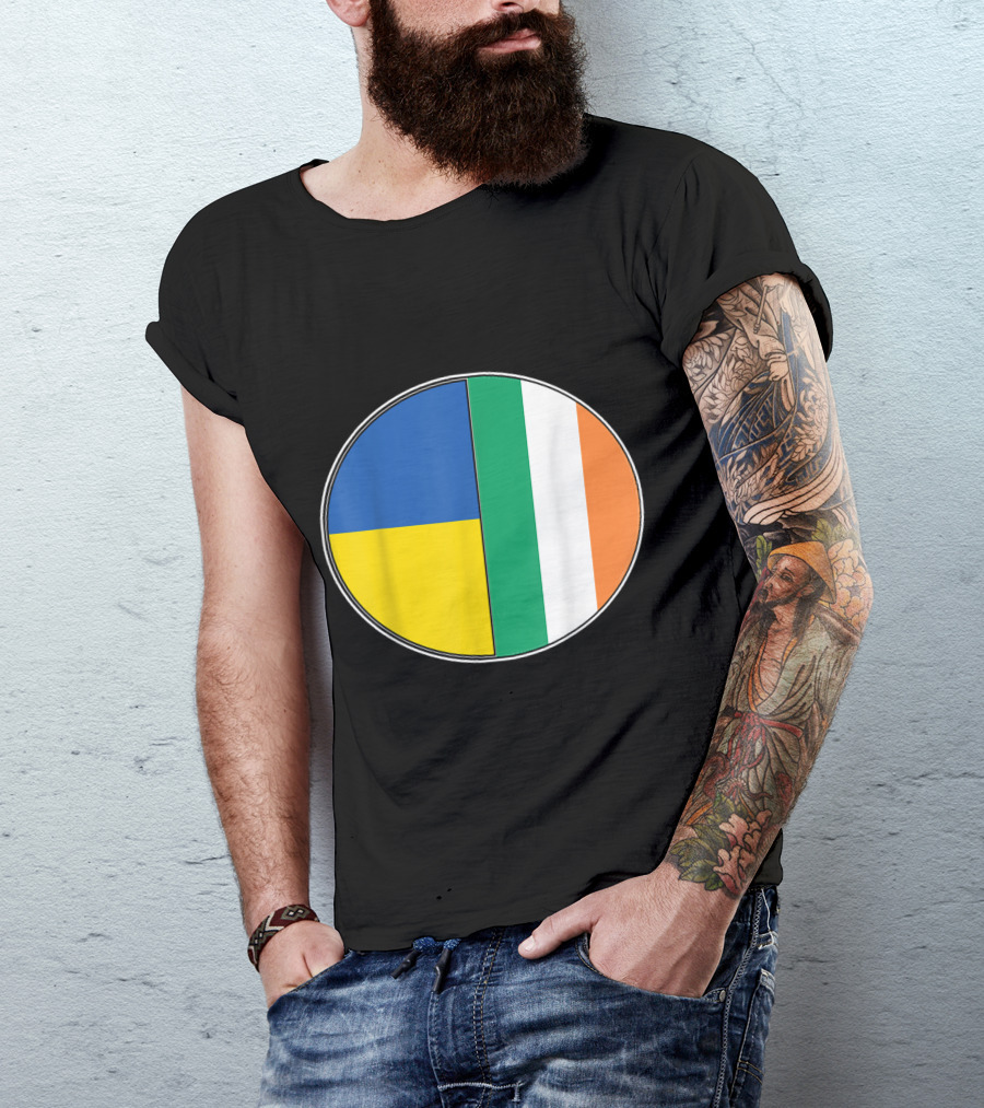 Half Ukrainian Half Irish Flag Pie Chart Heritage T-Shirt