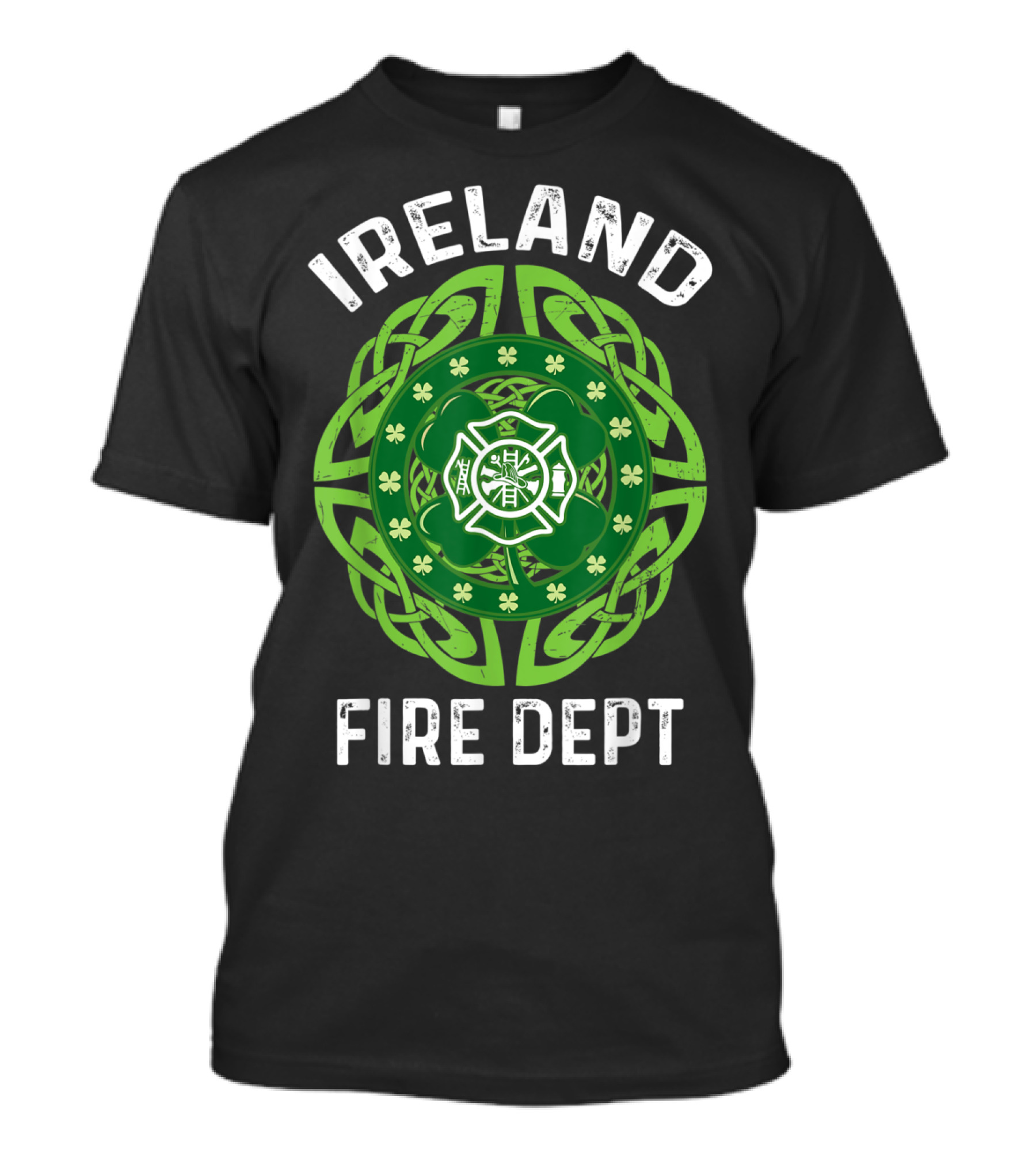 Ireland Fire Dept Irish Firefighter Celtic Knot Shamrock Badge T-Shirt