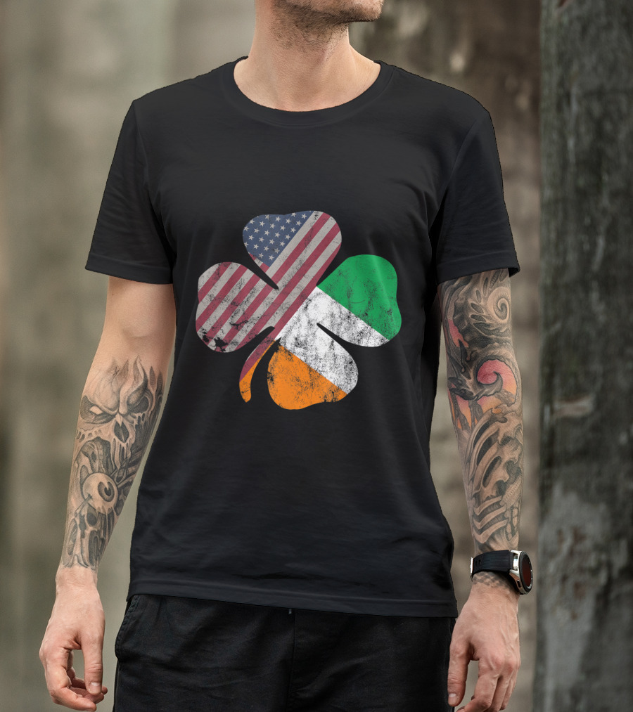 Irish American Flag Shamrock St. Patrick's Day T-Shirt