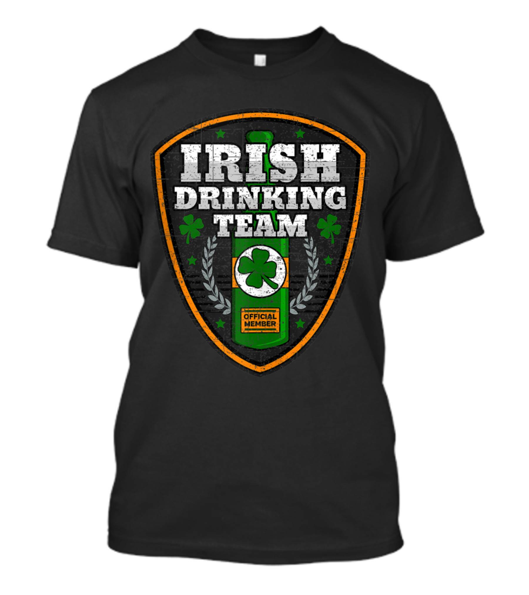 Irish Drinking Team Official Member Shamrock Badge T-Shirt