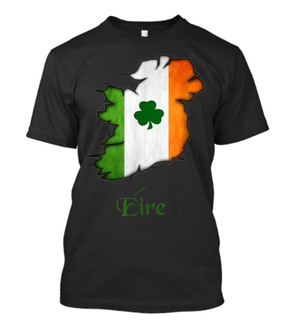 Eire Irish Flag Map With Shamrock For Proud Irish T-Shirt
