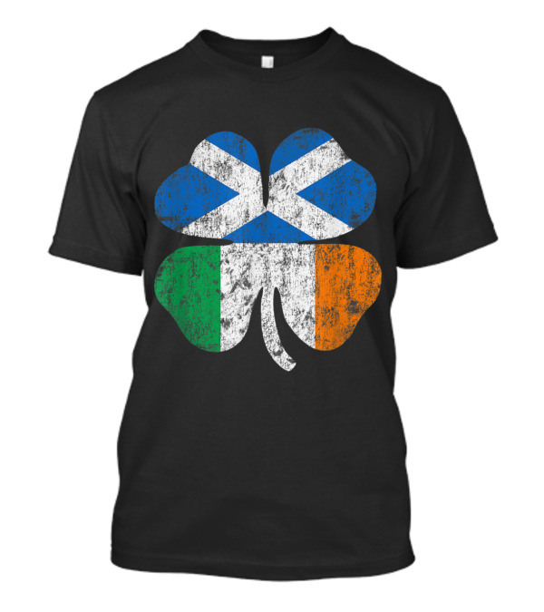 Shamrock With Irish And Scottish Flags Ireland Scotland T-Shirt