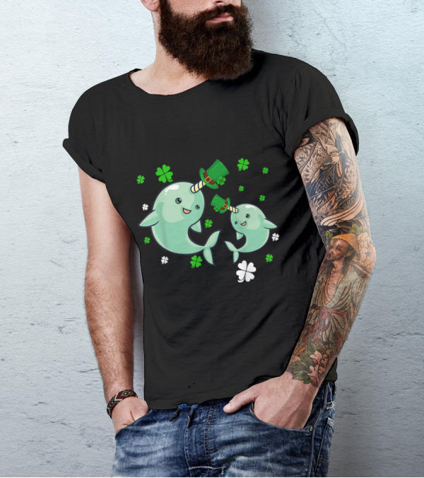 Leprechaun Narwhal St Patricks Day Narwhal Lover Shamrock Hat T-Shirt