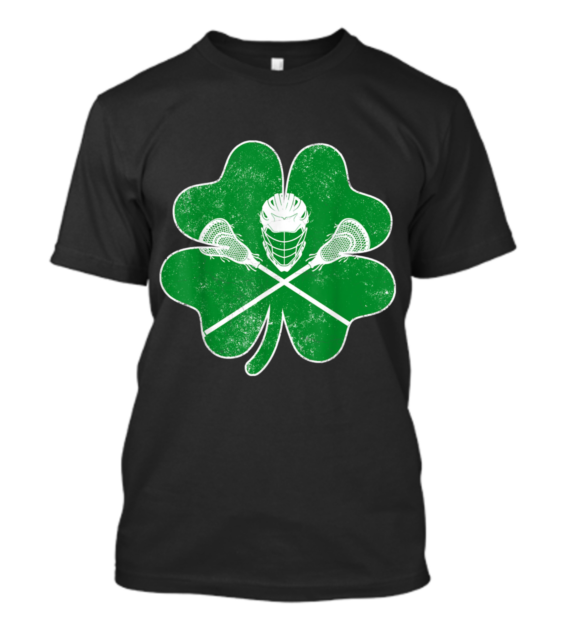 Lacrosse Shamrock Clover Vintage Irish Helmet Sticks T-Shirt