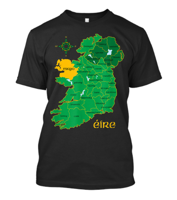 Mayo County Map Éire Ireland Irish Travel T-Shirt