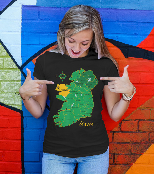 Mayo County Map Éire Ireland Irish Travel T-Shirt