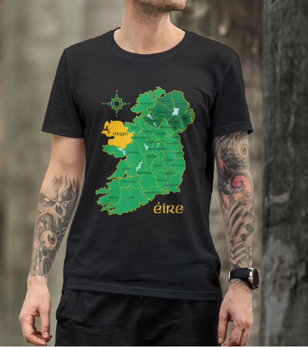 Mayo County Map Éire Ireland Irish Travel T-Shirt