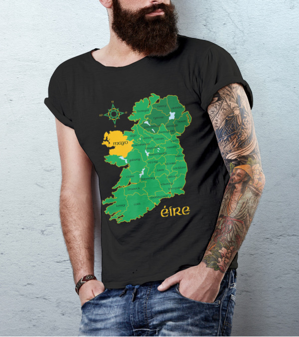 Mayo County Map Éire Ireland Irish Travel T-Shirt