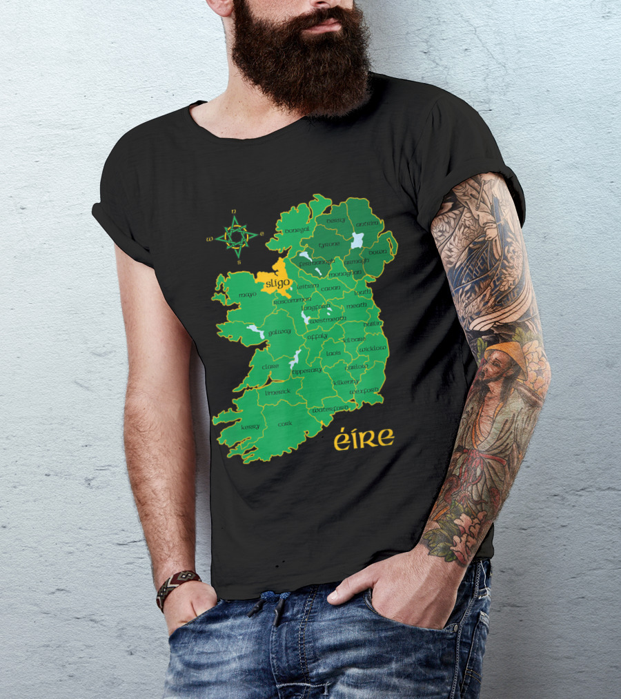 Sligo Ireland Map Éire Irish County Travel T-Shirt
