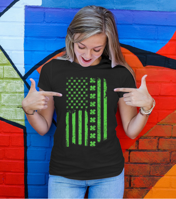 St Patricks Day Irish American Flag Clover Stripes Shamrock Stars T-Shirt