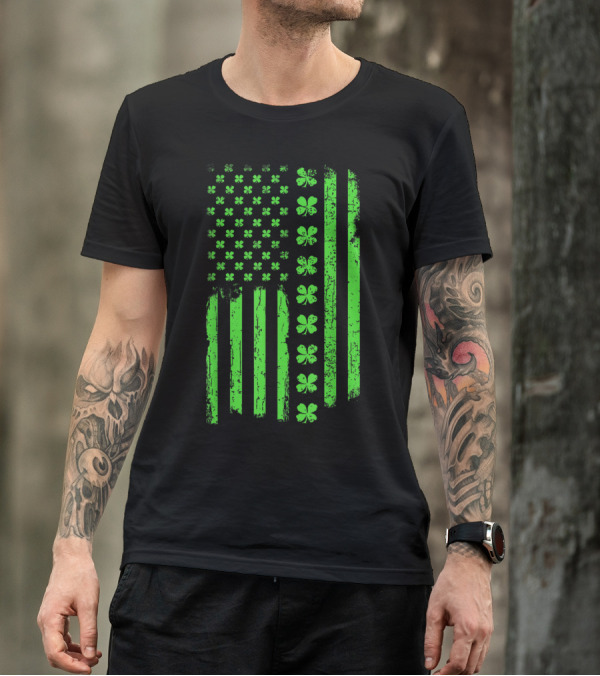 St Patricks Day Irish American Flag Clover Stripes Shamrock Stars T-Shirt