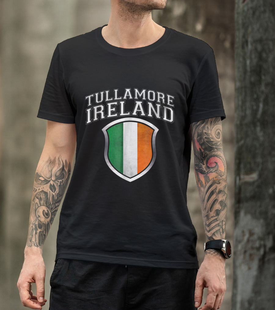 Tullamore Ireland Vintage Irish Flag Shield Crest T-Shirt