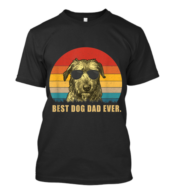 Best Dog Dad Ever Irish Wolfhound With Vintage Retro Style Sunset Background T-Shirt