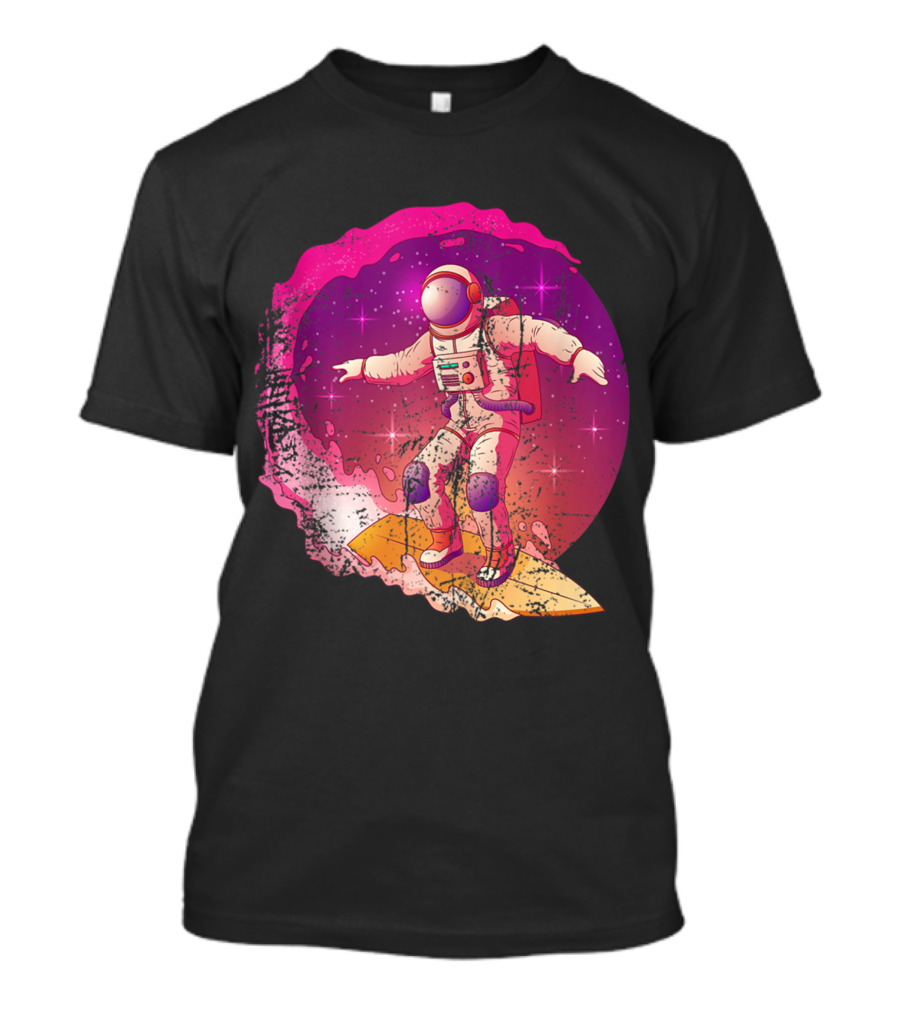 Vintage Surfing Astronaut Galaxy Waves T-Shirt