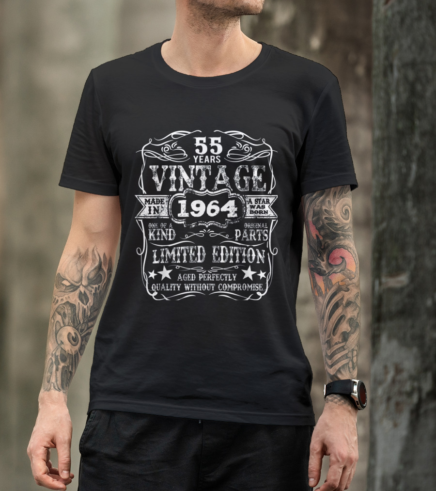55 Years Vintage 1964 Made In One Of A Kind Quality Without Compromise T-Shirt