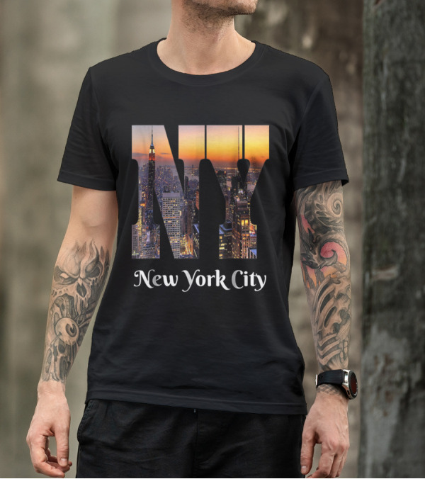 New York City Iconic NY Skyline Sunset T-Shirt