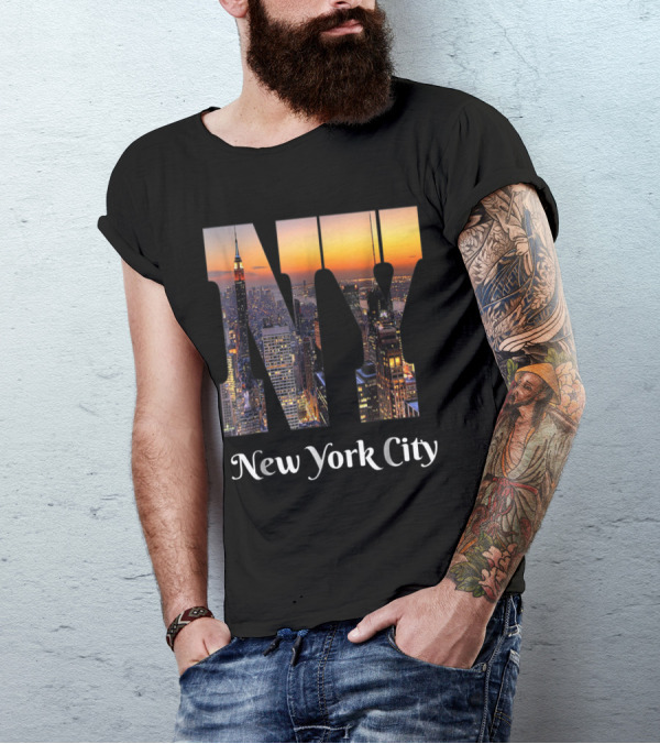 New York City Iconic NY Skyline Sunset T-Shirt