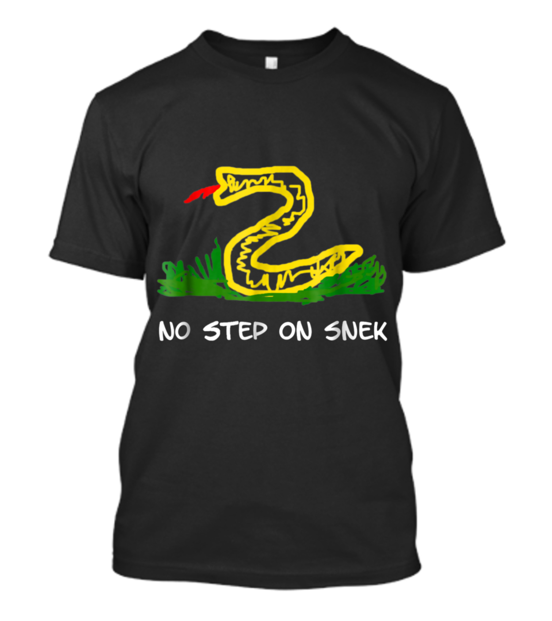No Step On Snek Snake Drawing With Grass And Red Tongue T-Shirt