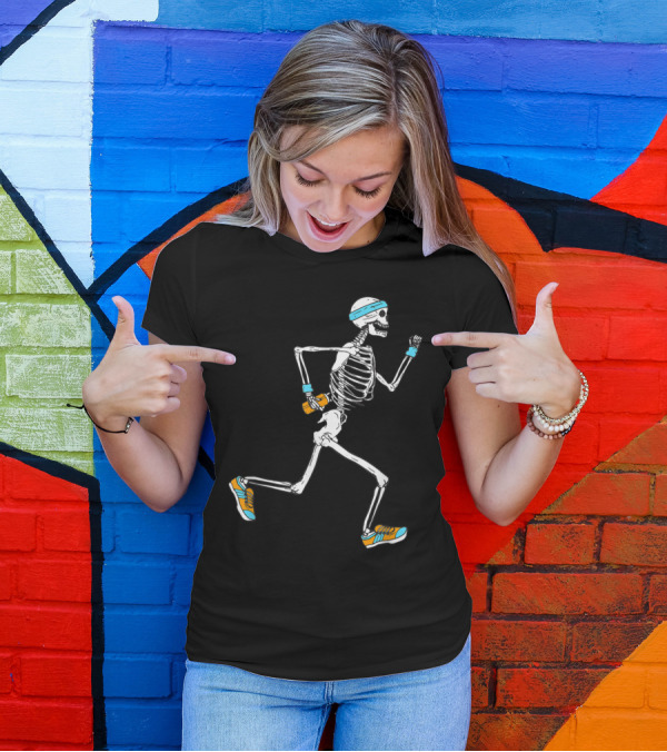 Skeleton Jogging Athletic Shoes Headband Fitness T-Shirt