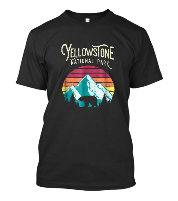 Yellowstone National Park Retro Mountain Bear T-Shirt