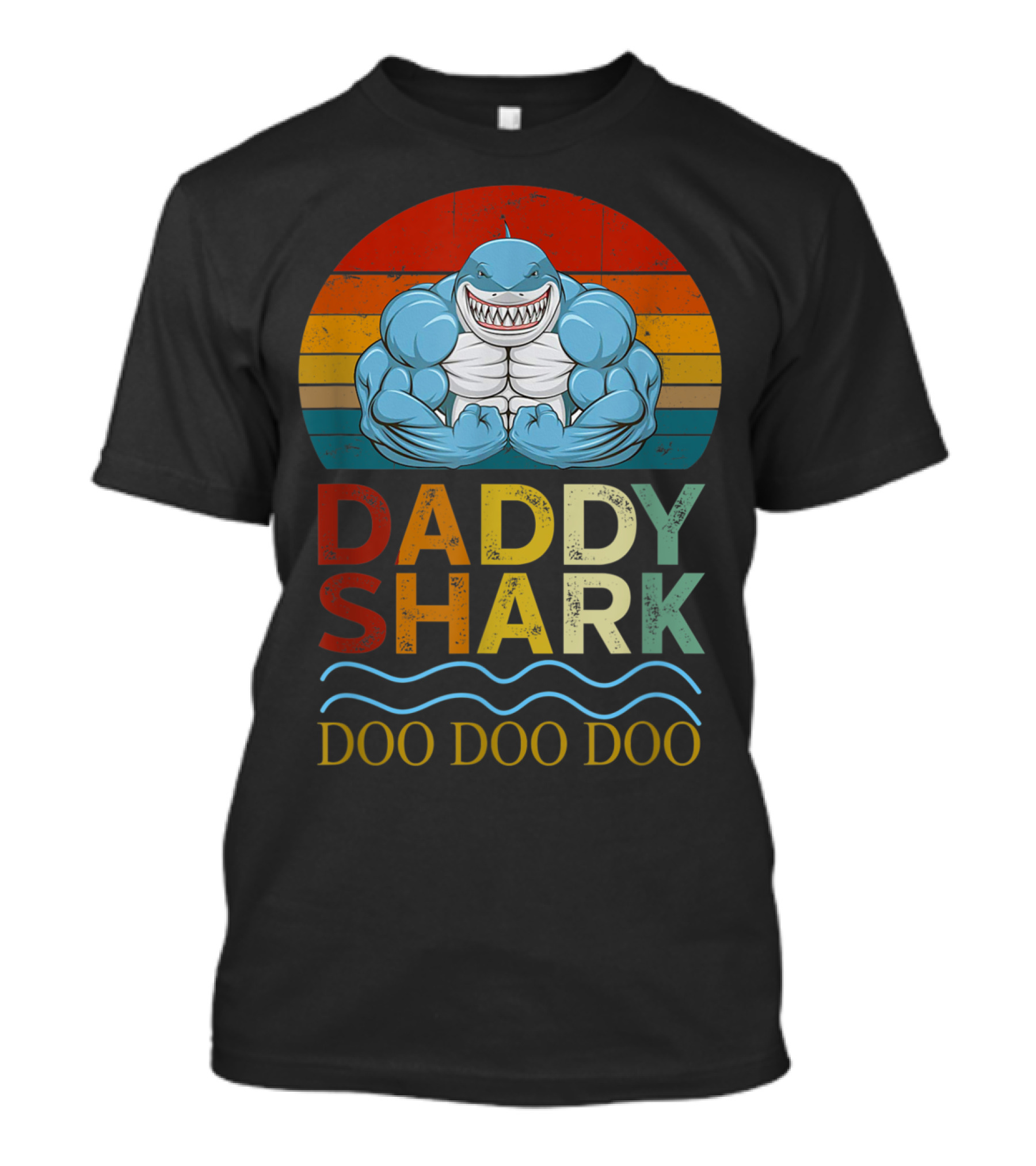 Daddy Shark Doo Doo Doo Vintage Funny Weight Lifting Bodybuilding T-Shirt