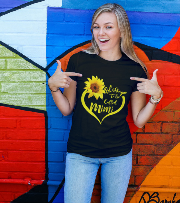 Blessed To Be Called Mimi Sunflower Heart T-Shirt