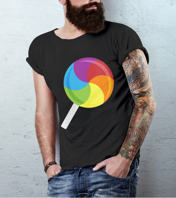 Candyland Rainbow Lollipop Colorful Swirl T-Shirt