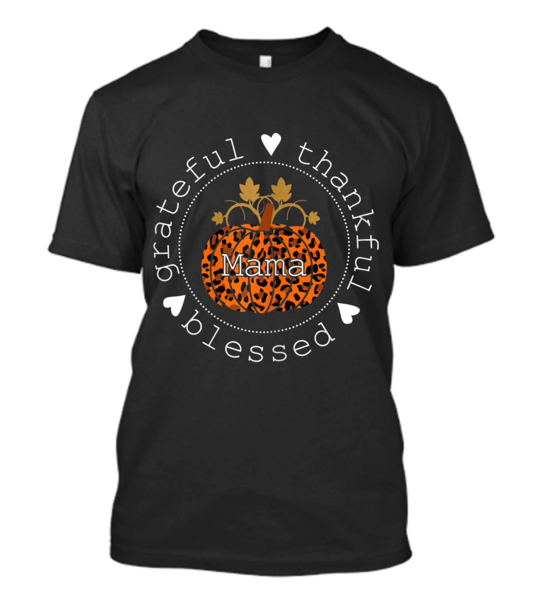 Grateful Thankful Blessed Leopard Pumpkin Mama T-Shirt
