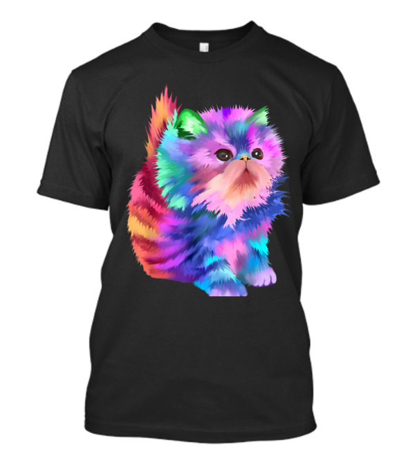 Colorful Funny Rainbow Kitten Rave EDM Cat T-Shirt