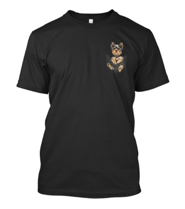 Cute Animals In Pocket Yorkie Puppy In Pocket Adorable Dog T-Shirt