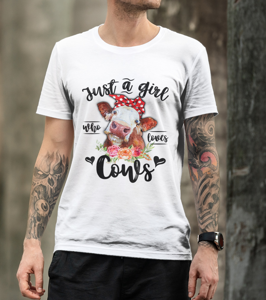Just A Girl Who Loves Cows Cute Heifer Cow Kid T-Shirt