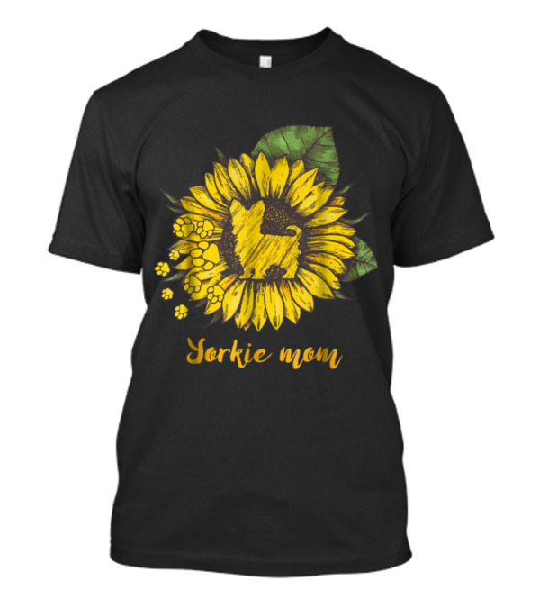 Yorkie Mom Sunflower Paw T-Shirt